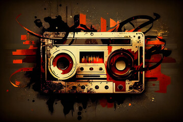 Vintage musical background.  retro music poster design.  Generative AI.