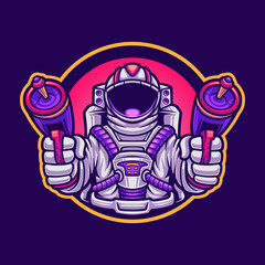 Astronaut shooting with weapon tshirt illustration design