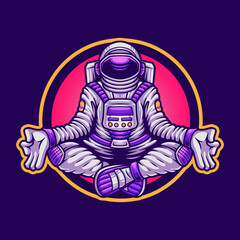 Astronaut relax meditation tshirt illustration design