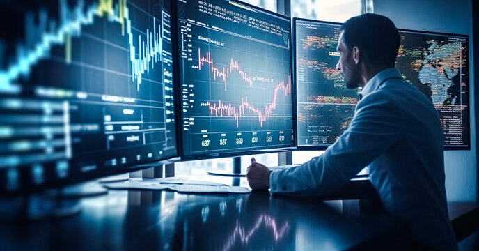 Finanzstatistiken der Börse auf dem Bildschirm -Aktienkurse - Online-Handelsdaten Trading with Generative KI