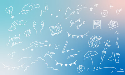 梅雨 春 初夏 爽やかな手描きイラストセット