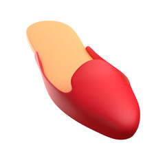 3D Render Illustration of Red Woman Female Shoe Slipper Isolated on White Background Transparent 