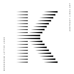 Letter K Logo with Abstract Line Pattern
