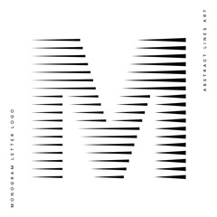 Letter M Logo with Abstract Line Pattern