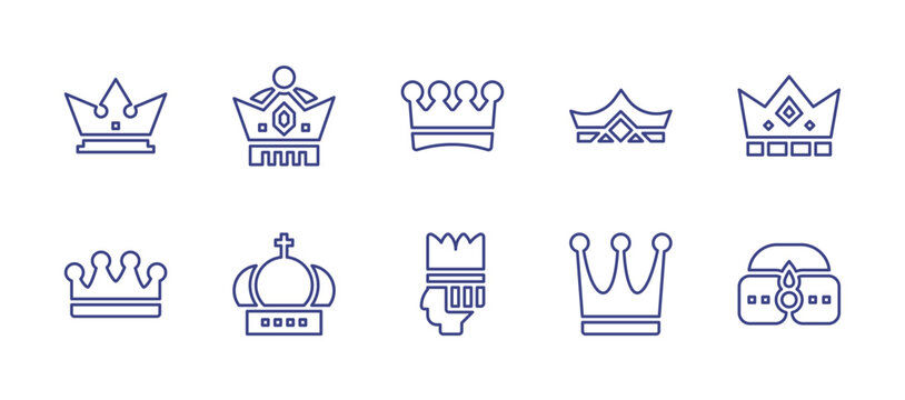 Crowns line icon set. Editable stroke. Vector illustration. Containing crown, man.