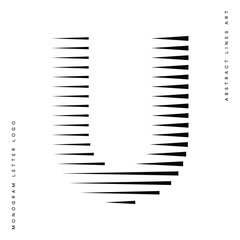 Letter U Logo with Abstract Line Pattern Isolated On White Background © Leksono
