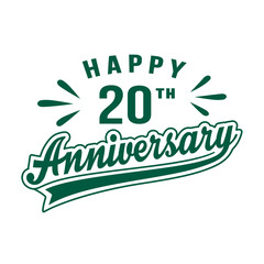 Happy 20th Anniversary. 20 years anniversary design template. Vector and illustration.
