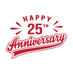 Happy 25th Anniversary. 25 years anniversary design template. Vector and illustration.
