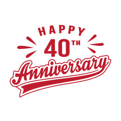 Happy 40th Anniversary. 40 years anniversary design template. Vector and illustration.
