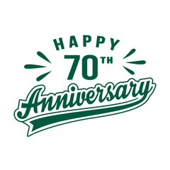 Happy 70th Anniversary. 70 years anniversary design template. Vector and illustration.
