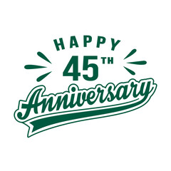 Happy 45th Anniversary. 45 years anniversary design template. Vector and illustration.
