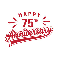 Happy 75th Anniversary. 75 years anniversary design template. Vector and illustration.

