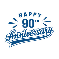 Happy 90th Anniversary. 90 years anniversary design template. Vector and illustration.

