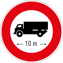 Vehicles Longer than Indicated Length Prohibited (TT-22), Traffic Sign