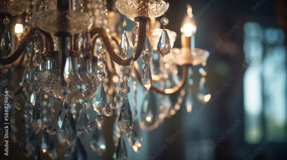 Poster a chandelier hanging from a ceiling in a room with a chandelier hanging from it's ceiling and a chan