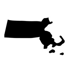 Massachusetts black map on white background