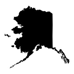 Map of the American state of Alaska simple black map