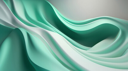 Abstract green and white wavy background with copy space.