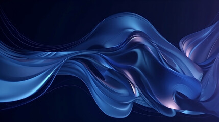 Fluid twisted wavy glass. Blue color on dark background.