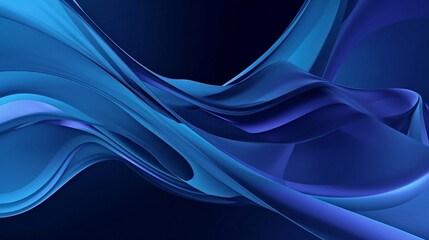 Obraz premium Beautiful wavy fluid wallpaper. Light blue color on dark blue background.