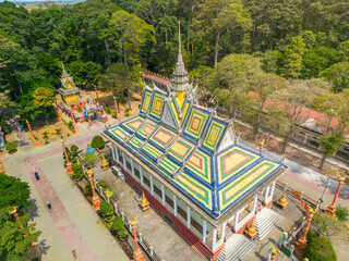 View of Hang Pagoda another name is Kompongnikroth, Chau Thanh, Tra Vinh province, Vietnam. Travel and landscape concept.
