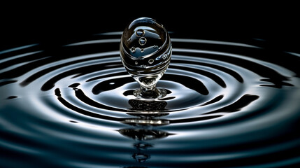 A drop of water with ripples in the middle of it. Generative AI.