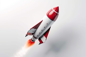 Naklejka na ściany i meble Rocket illustration, business and startup concept, white background. Generative AI