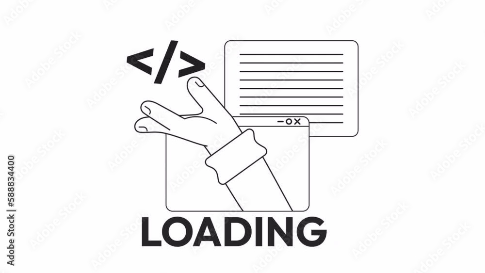 Poster animated bw creating website loader. source code. flash message 4k video footage. monochrome isolate