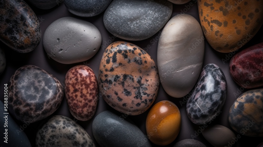 Poster a bunch of rocks that are all different colors and sizes of rocks, all with different patterns and s