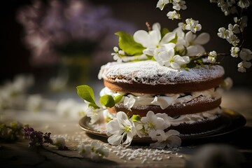 Fototapeta na wymiar Spring cake, easter sweet cake decoration (Ai generated)