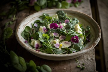 Spring greens salad with fennel radish (Ai generated)