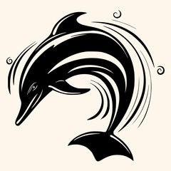 Dolphin vector for logo or icon, drawing Elegant minimalist style,abstract style Illustration