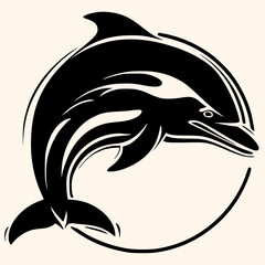 Dolphin vector for logo or icon, drawing Elegant minimalist style,abstract style Illustration