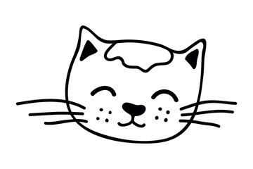 Hand drawn cat muzzle clipart. Cute pet face doodle