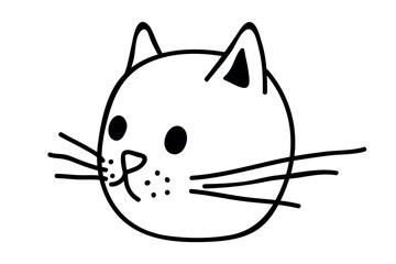 Hand drawn cat muzzle clipart. Cute pet face doodle