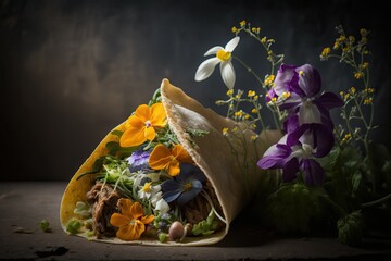 Taco with spring flowers (Ai generated)