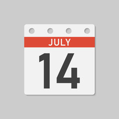 Icon page calendar day - 14 July