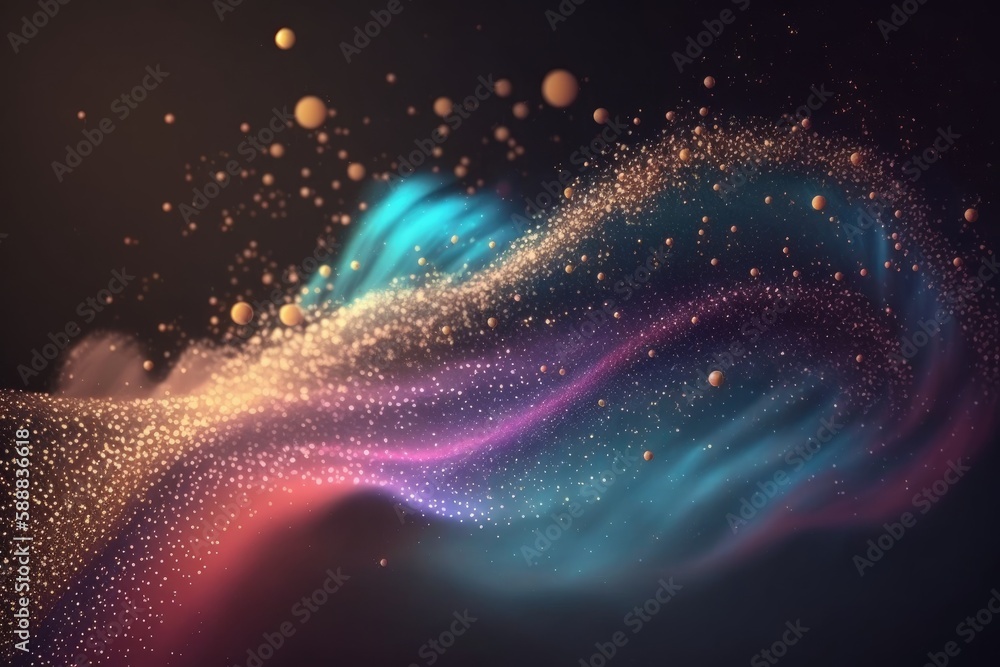 Poster 3d rendering of abstract particles in space. futuristic background for your design