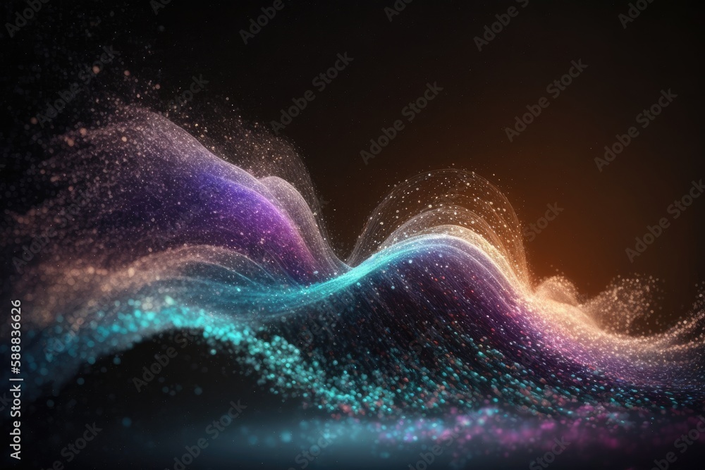 Poster 3d rendering of abstract digital particles. futuristic background with glowing particles