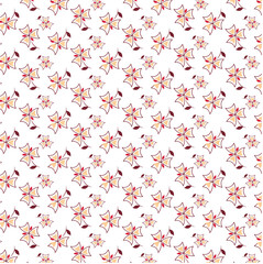 Stylized flowers in trendy colors. Beautiful pattern for fabric or background.