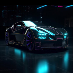 Cyberpunk Sports Car Racing Through the Neon Night