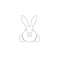 A sitting rabbit vector line art