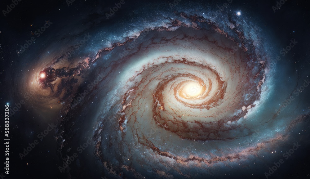 Poster spiral galaxy in space. generative ai