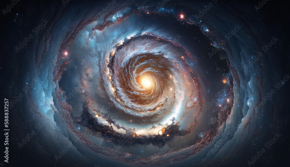 Poster spiral galaxy in space. generative ai