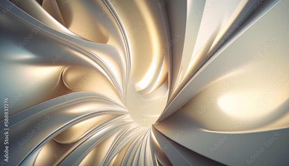 Poster Soft elegant curves in light natural tones. Abstract minimalistic background. Generative ai