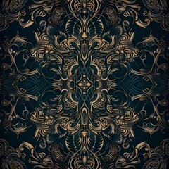 Abstract elaborate pattern with gold edging, ornate, beautiful, intricate with generative AI