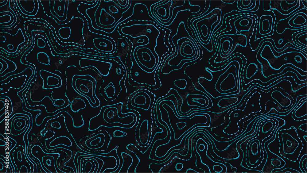 Poster stylized topographic map outline height in lines and contours. the concept of a conditional geograph