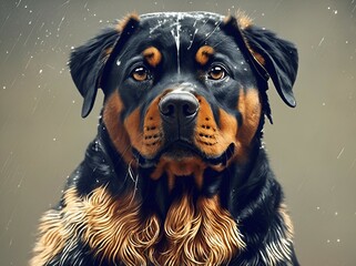 Obraz premium Rottweiler breed dog, mammal, pet, domestic animal - AI generated, generative AI 