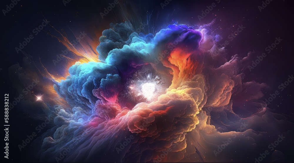 Poster Galactic Color Explosion Background. Generative ai