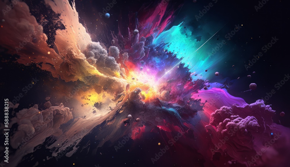 Poster Galactic Color Explosion Background. Generative ai